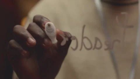 Hand of Programmer Writing Command on Glass Board Stock Footage 259165552