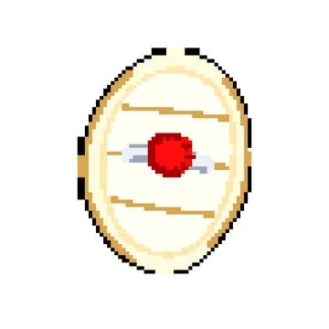 Hand proposal ring box pixel art vector illustration Stock Illustration