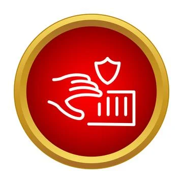 Hand protecting digital data with security shield icon Stock Illustration
