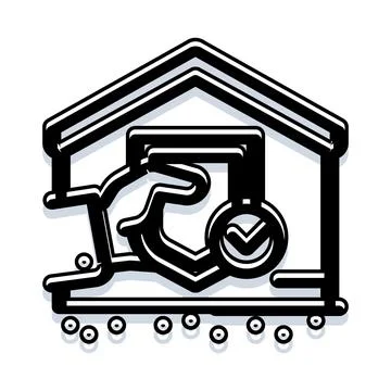 Hand protecting house with check mark concept Ilustración de archivo