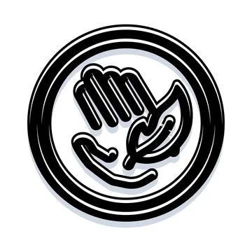 Hand protecting leaf inside a circular icon Stock Illustration