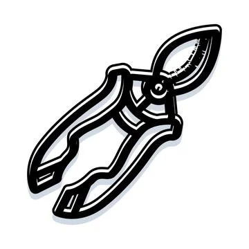 Hand pruner garden tool cutting illustration Stock Illustration