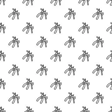 Hand pruner pruning shears gardener tool seamless pattern Stock Illustration