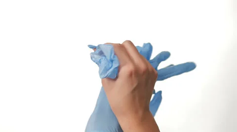 Hand Puling On Gloves on white background Stock-Footage 27118290