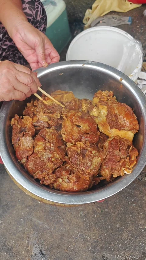 Hand-Pulled Deboned Meat: Tender Hubei Specialty That Falls Off the Bone Stock Footage 341313877