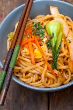 Hand pulled ramen noodles Stock Photos