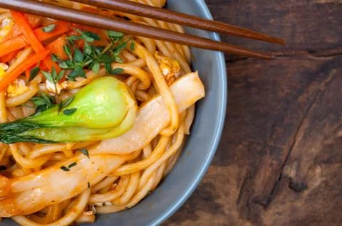 Hand pulled ramen noodles Stock Photos