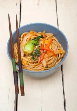 Hand pulled ramen noodles Stock Photos