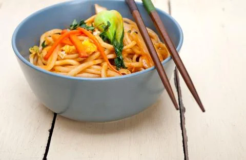 Hand pulled ramen noodles Stock Photos