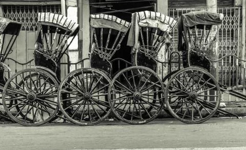 Hand Pulled Rickshaw Foto stock