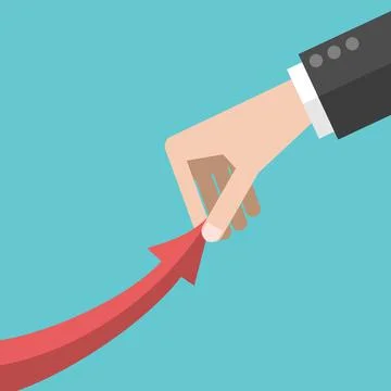 Hand pulling arrow upwards Stock Illustration