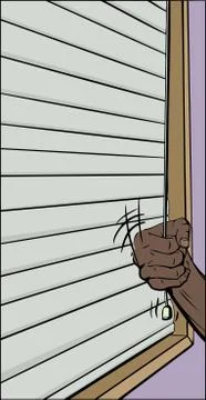 Hand Pulling Blinds Cord Stock Illustration