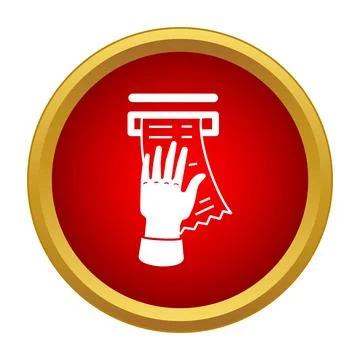 Hand pulling cash receipt from payment terminal Stock Illustration