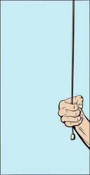 Hand Pulling Cord Over Blue 스톡 일러스트