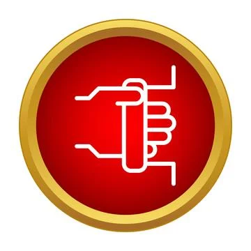 Hand pulling door handle accessibility icon red circle Illustration