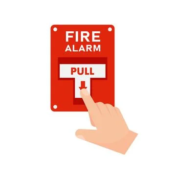 Hand pulling fire alarm switch for emergency fire break out 스톡 일러스트