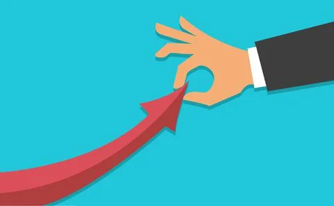 Hand pulling graph arrow upwards. Growth, improvement, development and success Illustrazione stock