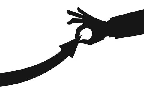 Hand pulling graph arrow upwards. Growth, development and success concept. Stock Illustration