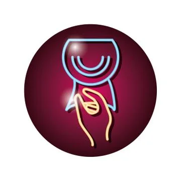 Hand pulling paper towel roll in neon light Stock Illustration