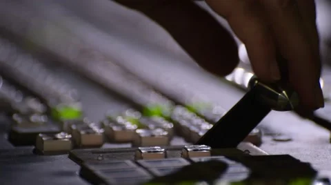 Hand Pulling The T-Bar On A Video Switcher Stock Footage 48041405