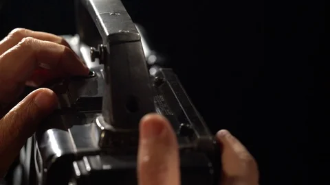 Hand pulls out and professional cassette camera Stockbeeldmateriaal 114509478