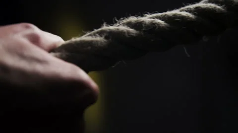 Hand pulls the rope close up Stock-Footage 39127778