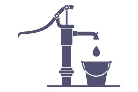 Hand pump black icon for extracting water. Stock Illustration