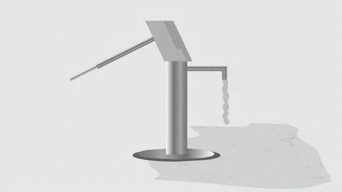 Hand Pump Water Animation with Transparent Background. Old style water pump  Video stock 325495863