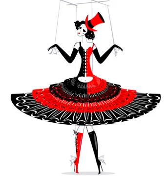 Hand puppet in black-red Illustrazione stock