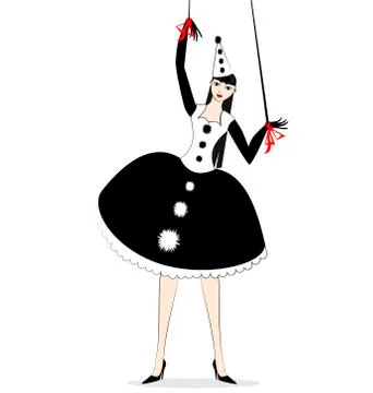 Hand puppet of Pierrette Stock Illustration