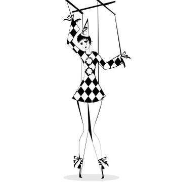 Hand puppet Pierrette Stock Illustration