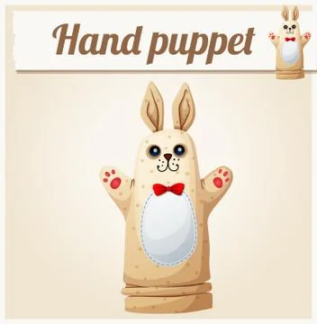 Hand Puppet Rabbit. Cartoon vector illustration. Series of childrens toys Stock Illustration