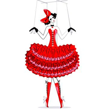 Hand puppet in red Stock Illustration