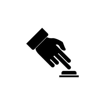 Hand Push Alarm Button Flat Vector Icon Stock Illustration