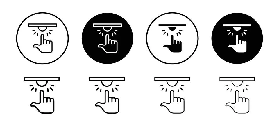 Hand push button click by hand finger icon. hit or press doorbell at house .. Stockillustratie