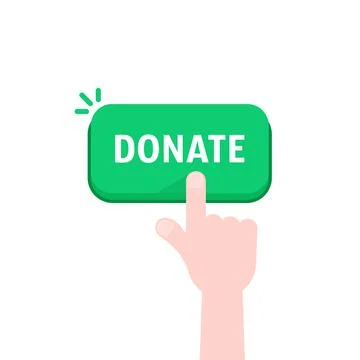 Hand push on donate green button Stock Illustration