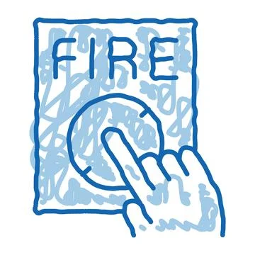 Hand Push Fire Button doodle icon hand drawn illustration 스톡 일러스트