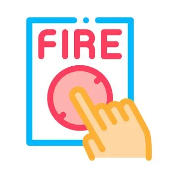 Hand Push Fire Button Icon Outline Illustration Illustrazione stock