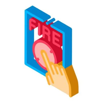 Hand Push Fire Button isometric icon vector illustration Illustrazione stock