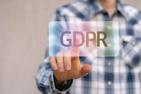 Hand push the gdpr button, personal data concepts Stock Photos