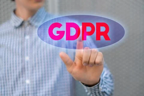 Hand push the gdpr button, personal data concepts Stock Photos