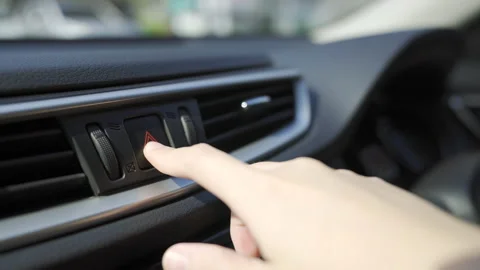 Hand push hazard lights button Video stock 148009713