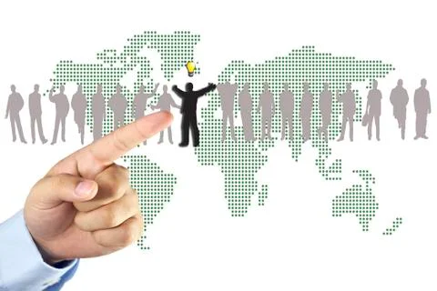 Hand push man workforce for work concept Stock Illustration