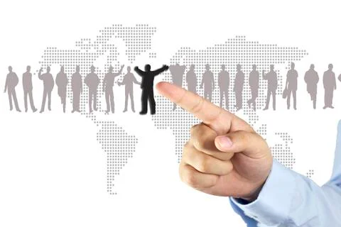 Hand push man workforce for work concept Stock Photos