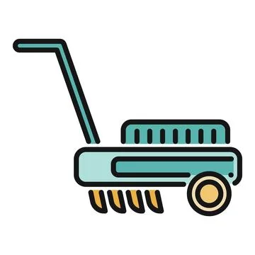 Hand push mower icon for lawn care Stock Illustration