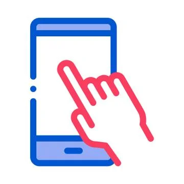 Hand Push Phone Icon Vector Outline Illustration Stock Illustration