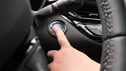Hand Push Start Car Engine Button Stock Footage 151739978