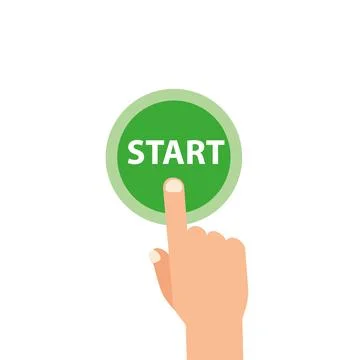 Hand push start, Press the button, Flat style, top view. Stock Illustration