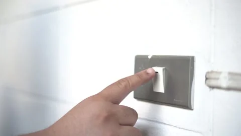 Hand push switch button light on-off Stock Footage 132334603