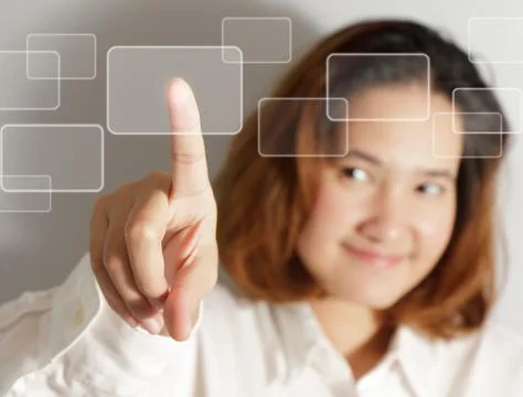 Hand push like virtual button Stock Illustration